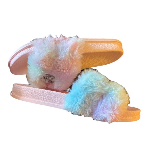BEBE Girls Pink Furry Slides Flip Flop Slippers Size 13/1 - Picture 6 of 7